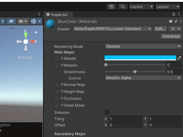 Inspector in Unity Editor where you select the shader for the Unity Depth API