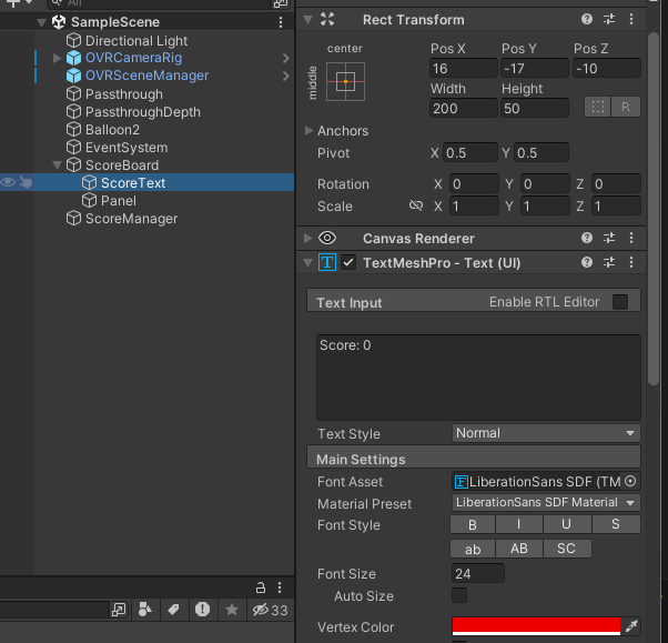 Inspector in Unity Editor where you select the TextMeshPro for the Canvas